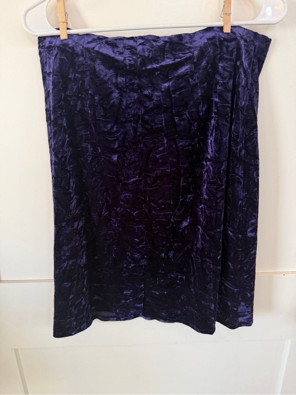 Crushed Velvet Purple Skirt M L Whimsigoth knee length Bechamel